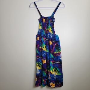 Jamaica Farm‎ Tree Beach Print Smocked Chest Dress Size XS/S